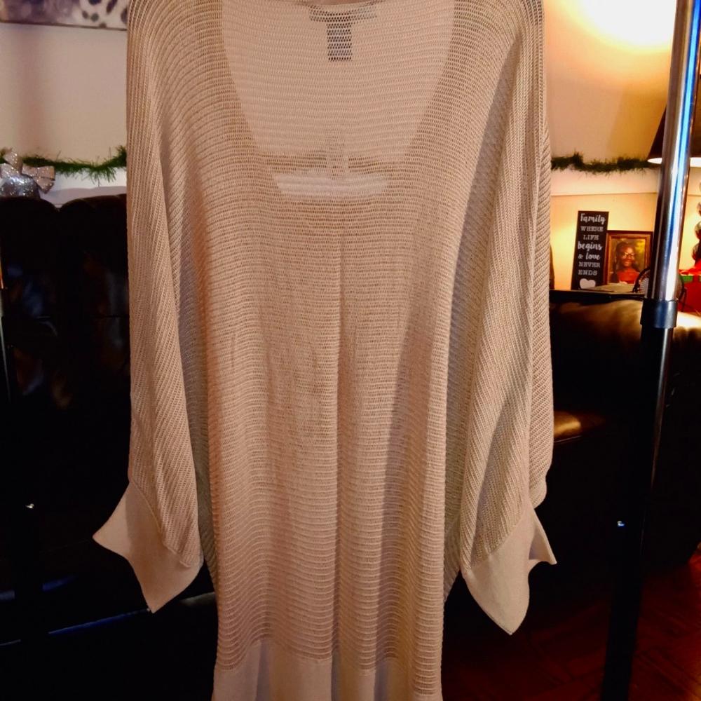 Tan Dop Down V Neck Sweater Dress
